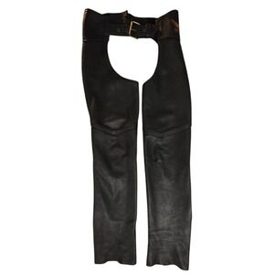 Vintage Harley Davidson Leather Chaps Black Womens Small Made in USA
